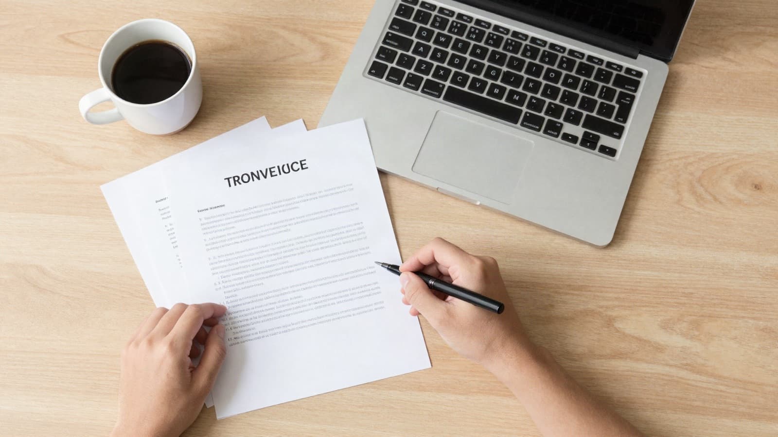 Loan documents being signed at a desk